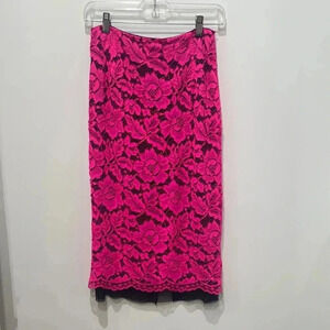 Sandro Hot Pink Lace Pencil Skirt